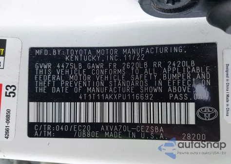 2023 Toyota Camry Se Nightshade Edition from USA, damaged, VIN 4T1T11AKXPU116692